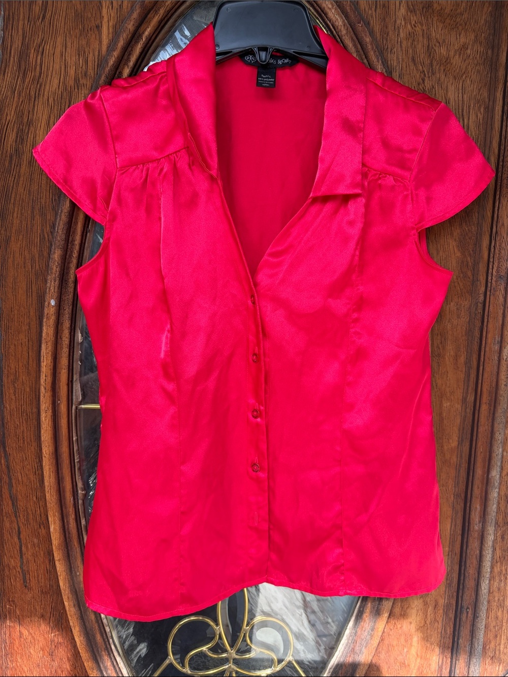 RARE Vintage Victoria's Secret Women's  Button Up Collared Cap Sleeve Blouse S